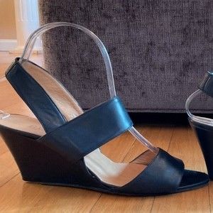 Vintage Gucci Black Leather Sandals Wedge Gucci Size 39 US 8.5